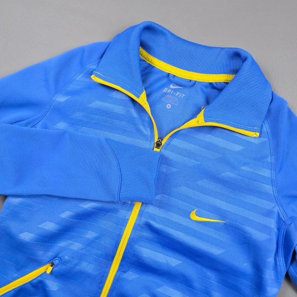 Nike Dri-FIT Womens Livestrong Track Jacket Blue Yellow Full Zip Med 452627-447